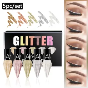 5 unitats/conjunt de delineadors d'ulls brillants professionals cosmètics per a dones pigments plata or rosa color líquid brillant delineador d'ulls Maquillatge de bellesa