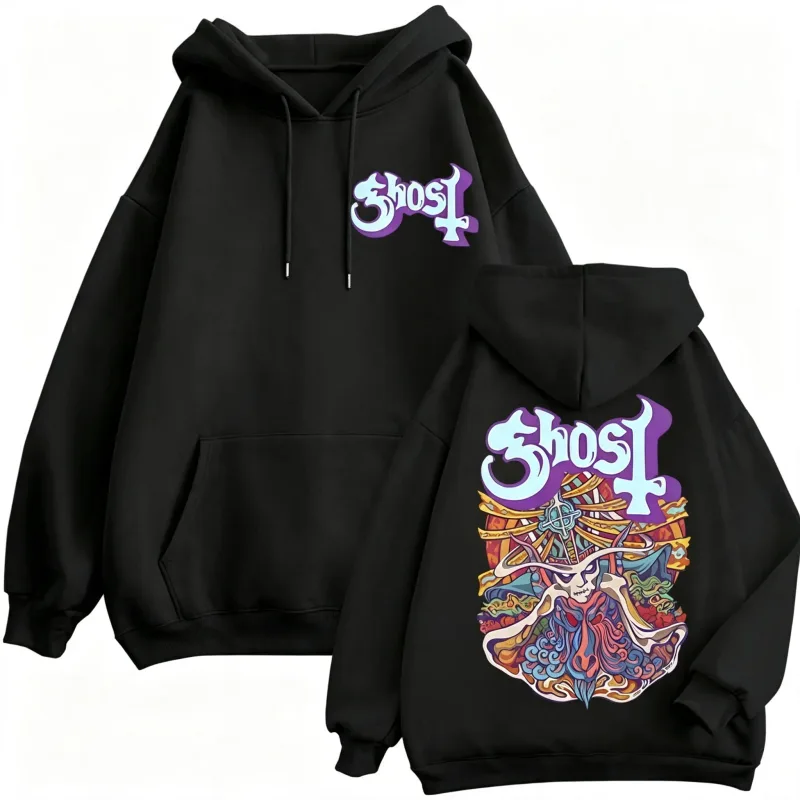 Ghost banda gráfico zíper hoodies moda masculina y2k oversized zip up sweatshirts gótico rock hip hop pullovers streetwear