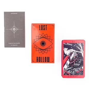 Lost Hollow Tarot 80 kártyás játékkészlet útmutatóval - piros aranyozott élekkel, tökéletes családi bulikhoz, kompakt méret 10,3x6 cm