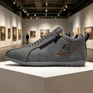 Men's Suede Side-Zip Casual Sneakers Low-Top Flat Sole Kumportableng Walking Shoes para sa Mga Lalaki