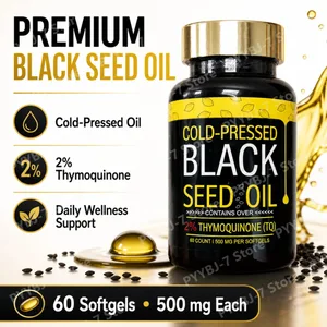 Kapsułki oleju z nasion czarnuszki Tłoczone na zimno zawierają 1000 mg naturalnego oleju z Nigella Sativa – codzienny suplement ziołowy 60 sztuk w butelce