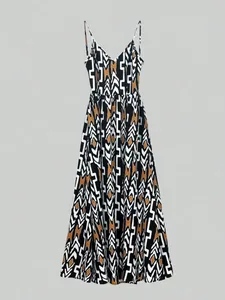 Vestido maxi feminino estampado africano, decote em v, costas nuas, sem mangas, cintura alta, linha, vestido longo, verão, praia, festa, roupa elegante