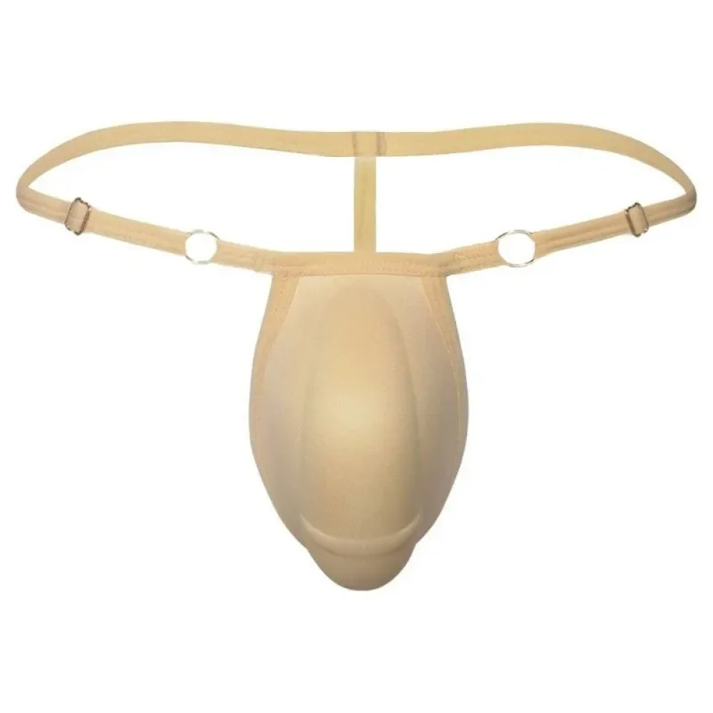 Tangas con almohadilla de esponja y espalda en T para hombre, calzoncillos acolchados frontales ajustables en 3D, ropa moldeadora de cintura baja sin costuras, accesorios para bragas