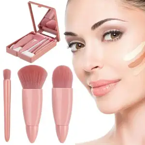 5pcs Mini Makeup Brushes Small Function Kit Complete Cosmetic Brushes With Case And Mirror Travel Size Makeup Brushes Set