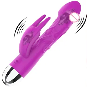 Besar Silikon Kelinci Vibrator untuk Wanita Klitoris Stimulasi Pijat 10 Kecepatan G Spot Vibrator Dewasa Mainan Seks