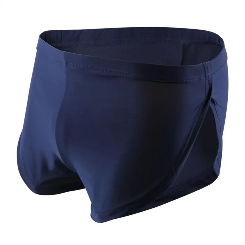 Celana Pendek Pria Warna Solid Bersirkulasi Celana Pendek Rendah Pinggang Elastis Celana Pendek Santai Sutra Es Belah Samping Pakaian Tidur