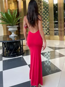 Hugcitar verão sólido sem mangas sem costas elegante sexy bodycon y2k maxi vestido de baile roupas femininas festa de aniversário casual y2k