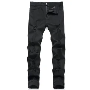 Svarta Skinny Stretch Ripped Jeans Slim Distressed Kpop Y2K Hip Hop Rock Byxor Street Style Ripped Stretch Jeansbyxor