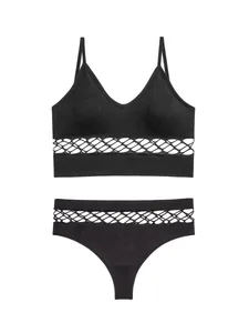 Set Lingerie Berongga Tipis untuk Wanita Bra Push Up Payudara Kecil Nirkabel Rompi Kamisol Olahraga Sejuk Ukuran Besar