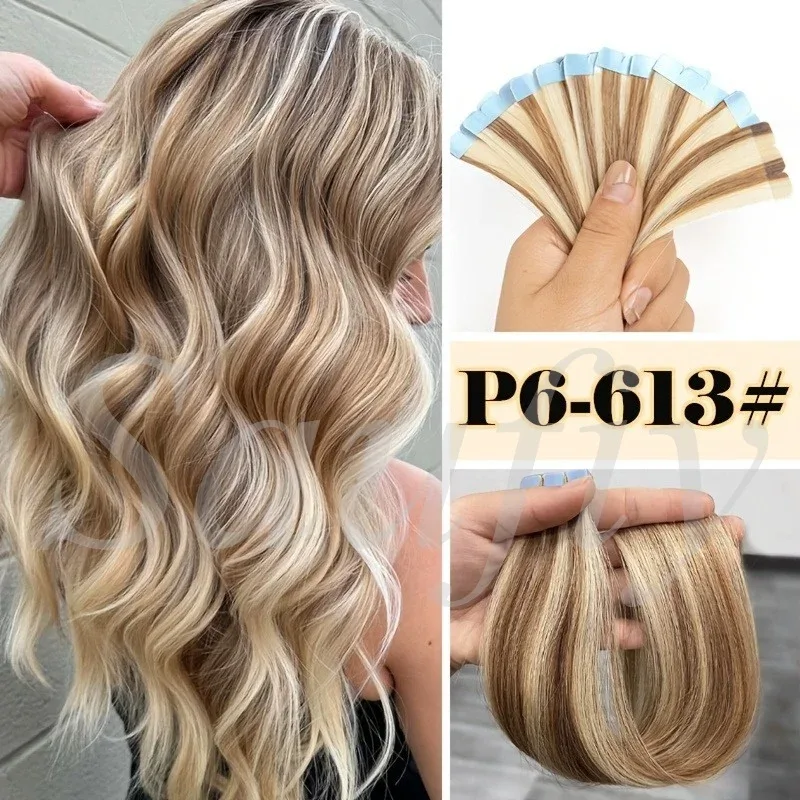 12-20inches Balayge Blonde Mini Tape in Human Hair Extensions Double Side Invisible Seamless Tape Ins Hair 10pcs/Pack Natural Straight Black Blonde Balayge Brown Mini Tape In Hair Extensions