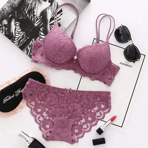Lingerie Set reggiseno sexy Donna Push Up Lenceria Mujer Femme Ferretto Langerie Girl Bralette Reggiseni e slip Feminina Lace Underwe