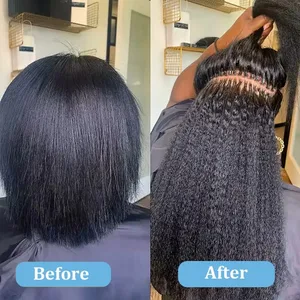 Kinky Straight Microlinks Hårförlängning Virgin Human Hair Natural Black Keratin I Tip Hårförlängning 50g/set För kvinnor