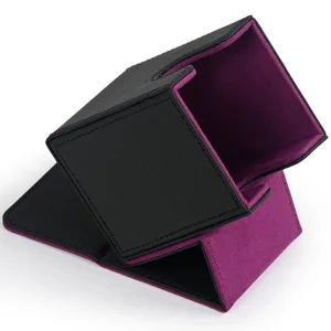 Caixa de baralho de cartas com capacidade para mais de 100 cartas de couro pu, caixa de armazenamento de cartões para jogos tcg, cartas comerciais.