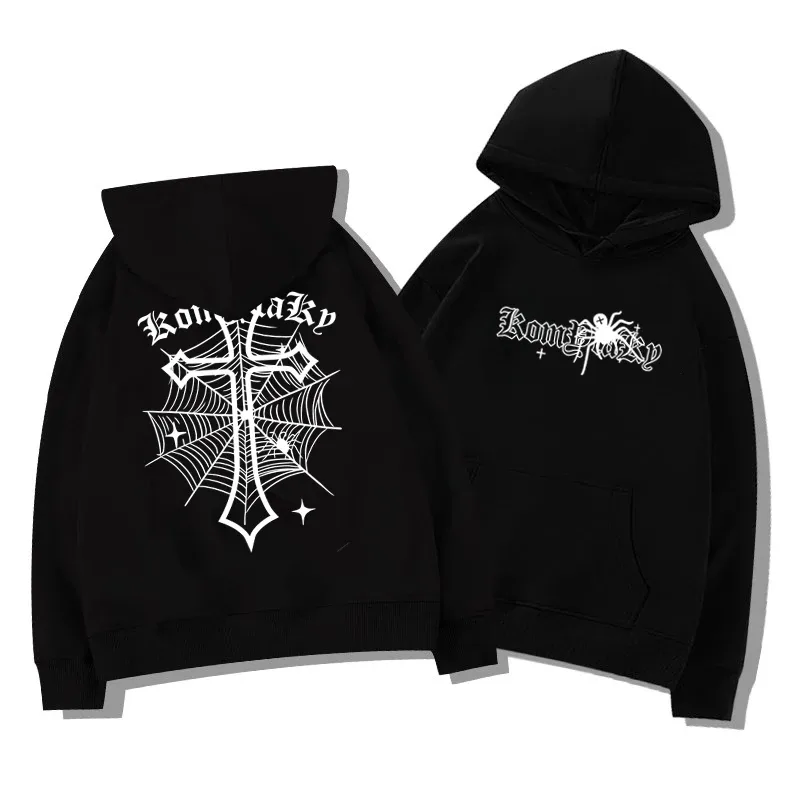 Europese Amerikaanse High Street Spider Cross Herfst Winter Fleece Warm Sweatshirt Met Capuchon Casual Volwassen Mannen Veelzijdig Zacht Dagelijks Gebruik