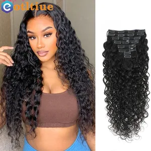 Water Wave Clip In prodlužování vlasů Lidské vlasy Brazilské lidské vlasy 8 kusů a 120 g/sada Natural Color 12-26 Inches Remy Hair