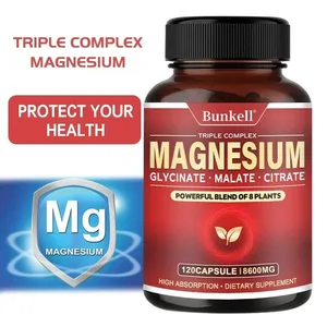 Vysoce vstřebatelný magnesium glycinát malát citrát 100% chelátový bez GMO vegetariánský bezlepkový 8 600 Mg 120 tobolek