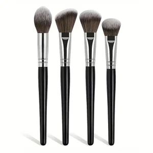 4pcs Makeup Brush Set Long Handle Makeup Brushes na may Soft Fiber Portable Cosmetic Tools Kasamang Blush Brush Foundation Bru
