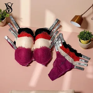 Nuovo set reggiseno e slip sexy da donna Victoria's Secret Comodo set di lingerie in pizzo con imbottitura regolabile modellante push-up