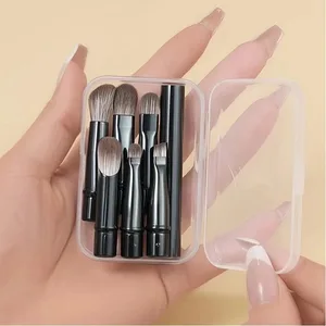 6pcs Mini Travel Makeup Brush Sets With Removable Aluminum Tube Portable Eye Shadow Brush And Storage Box