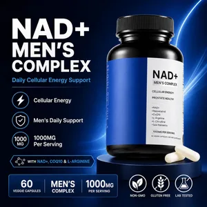 Mens NAD+ Complex 60 Capsules - Liposomal NAD+ Resveratrol CoQ10 Saw Palmetto for Cellular Energy Prostate & Hormonal Support