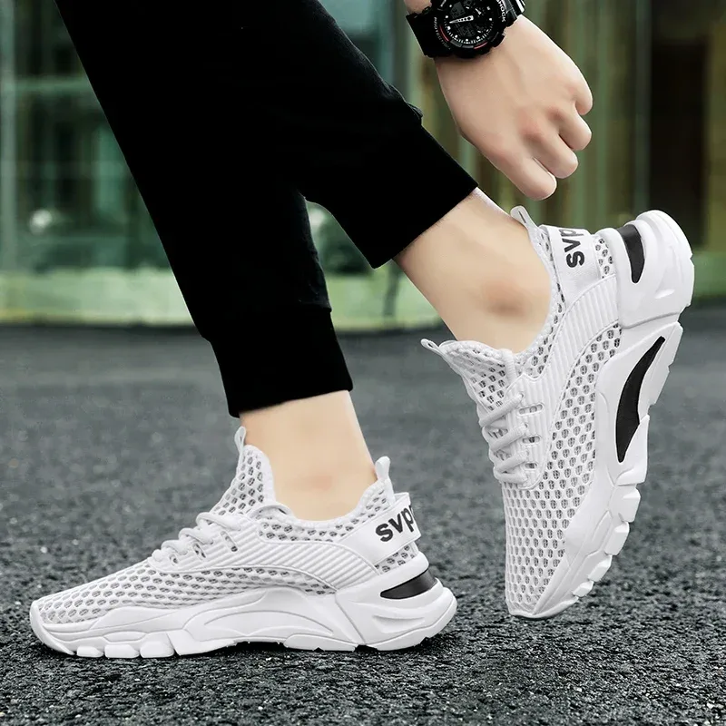 Letní Pánské Boty pro volný čas Prodyšná síťovina Pánské vycházkové boty Lehké Tenisky na běhání Měkké Pár Jogging Tenis Sportovní boty