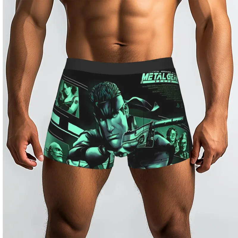 Male Fashion Metal Gear Soli Game Underwear Action Adventure Stealth Video Boxer Briefs Stretch Shorts Panties Underpants