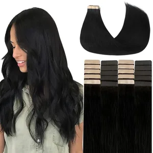 Straight Tape in Hair Extensions Human Hair Natural Black 20 inch 50g 20pcs Skin Weft Tape χωρίς ραφή σε Real Remy ίσια μαλλιά για γυναίκες