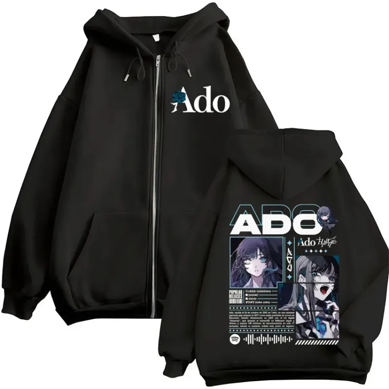 Ado World Tour 2025 Hibana Hoodie Ritsleting Pakaian Pria Wanita Mode Harajuku Zip Up Kaus Jaket Pullover Mantel Pakaian Jalanan