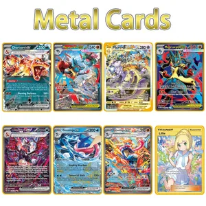 Thoáng Mát MỚI Pokemon Thẻ Kim Loại 10000 Điểm Arceus Charizard Siêu Thẻ Tiếng Anh Mewtwo Lucario Greninja Lillie Anime Thẻ