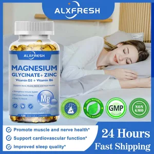 Magnesiumglycinat 500 mg Kapseln, hohe Absorption mit Zink, Vitamin D3 B6, unterstützen Nahrungsergänzungsmittel, Stress- und Angstlinderung