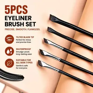 5pcs Precision Eyeliner Brush Set Angled Eyeliner Eyebrow Brushes na May Mahabang Handle Para sa Beginner Make-up Artist Eye Makeup Brush