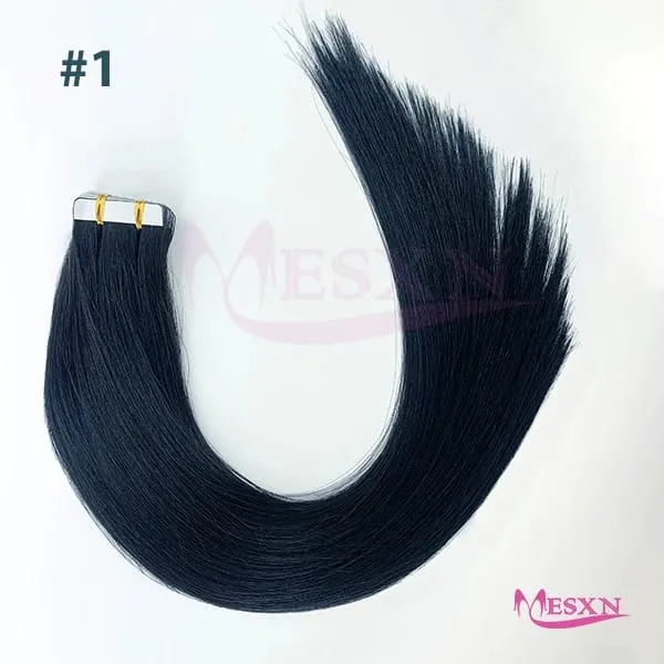 Tape in Human Hair Extensions Natural Seamless Invisible SKin Weft 14"-24" Double Sided Adhesive Real Natural Hair