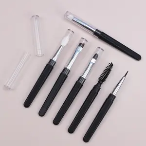 ★▲1PC Portable Eyeshadow Makeup Brushes Travel Size Makeup Brushes Eyebrow Silicone Glit Essential Cosmetic Tools With Lid