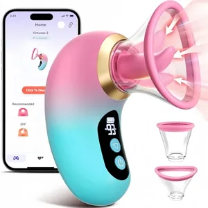 5IN1 Clitoris Sucker Vibrator Tunga Slickande Nippel Vagina Massager APP Kontroll Clit Stimulator LCD Display Sexleksak för kvinnor