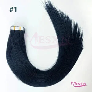 Fita em extensões de cabelo cabelo humano 100% fita de cabelo natural real trama invisível macio 10 pçs 16 "-24" preto marrom loiro