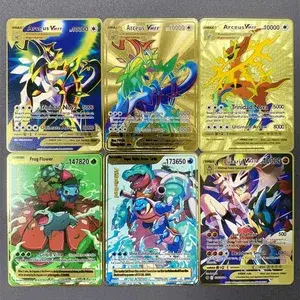 Tiếng Anh Kim Loại Pokemon Thẻ DIY Arceus Mewtwo Charizard Pikachu Sắt Sáng Bóng Pokémon GX Vmax EX Trò Chơi Trẻ Em Bộ Sưu Tập Thẻ Đồ Chơi Quà Tặng
