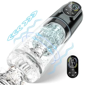 Novo lcd automático masculino mastubator pênis bomba com 7 vibração rotativa empurrando & lambendo modos bolso buceta brinquedos sexuais para homem