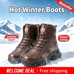 Herren-Herbst-Winter-High-Top-Schneestiefel mit Fleecefutter, warme, lässige Turnschuhe, rutschfeste Außensohle für Wanderungen im Freien, Aktivitäten an Schneetagen