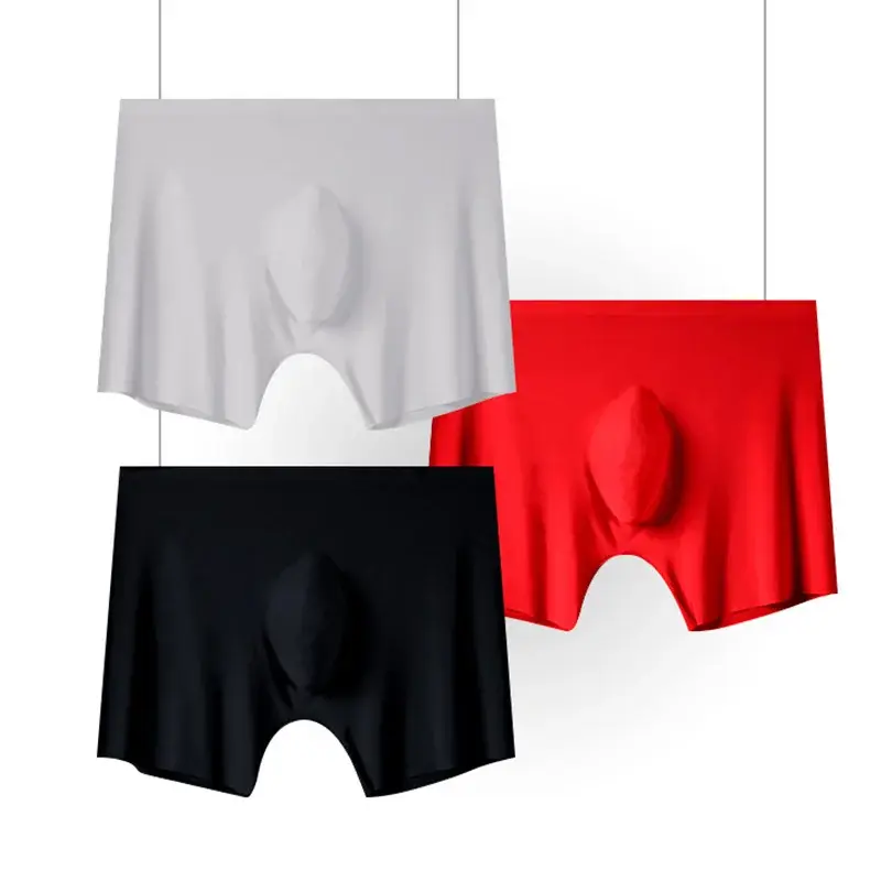 Roupa interior masculina macia sem costura de seda gelo boxershorts verão ultrafinos cuecas elásticas transparentes masculino calças boxer