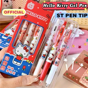 Ekte 3 stk Kawaii Sanrio 0,5 mm gelpenner Cute Hello Kitty Cinnamoroll Kuromi Black Pen School Student Skrivesaker Gaver