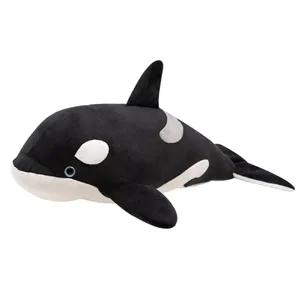 Nines d'orca simulades de dibuixos animats d'animals de cotó PP divertits joguines de peluix de gran tauró blanc Coixí de peluix d'animals Kawaii de 32 cm
