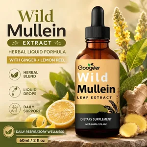 Wild Mullein Leaf Extract Drops with Ginger & Lemon Peel 60ml Herbal Liquid Supplement for Daily Respiratory Wellness & Comfort