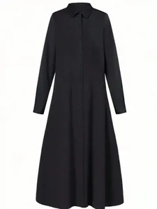 Dámské košilové šaty velké velikosti s dlouhým rukávem 100% polyester Volný střih klopa límec knoflík vpředu ležérní šaty podzim 2026