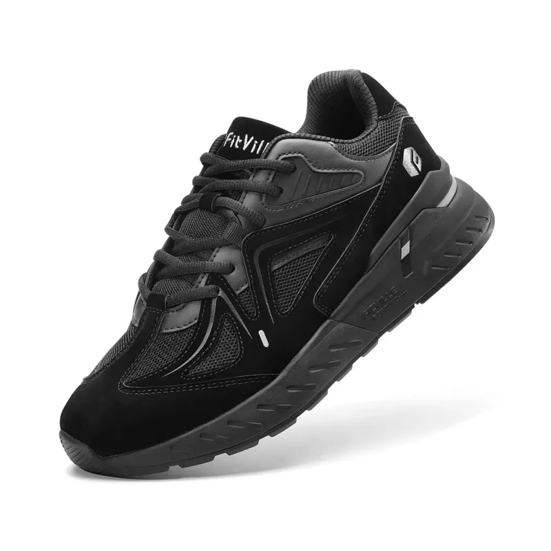 FitVille vandresko til mænd Ekstra brede letvægts sneakers til flade fødder Arch Fit Hæl Smertelindring skridsikre løbesko