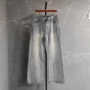 Jeans Pria Tertekan Minimalis Retro Amerika Celana Lurus Kasual Panjang Penuh Solid 2026 Berita Musim Semi 9X1974