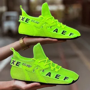 White Sneakers Men High Top Comfortable Breathable Mesh Casual Shoes Socks Shoes Big Size 47 Outdoor Walking Shoes para sa Mga Lalaki