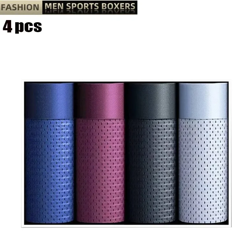 Cueca boxer masculina de seda gelo 4 tamanhos, cueca boxer plus size 4xl, roupa íntima respirável, calcinha ultrafina para homens