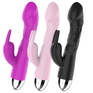 Vibrador de conill de silicona: vibrador de clítoris de punt G d'estimulació dual per a dones plaer poderós