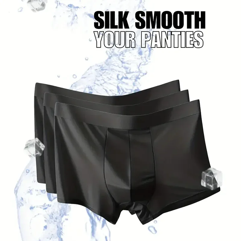 Set 3 Keping Seluar Kaki Rata Lelaki Ais Bernafas Hitam Tulen, Seluar Kaki Persegi Lelaki Selesa, Kasual dan Sporty