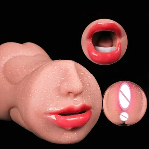 3 in 1 Artificial Vagina Male Masturbator Cup Realistic Vaginal Real Oral Vagina Anal Silicone Ass Sex Toys for Men Masturbation